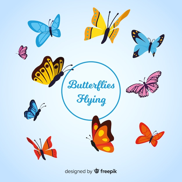 Бесплатное векторное изображение Набор красочных бабочек