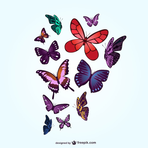 Free vector colorful butterflies