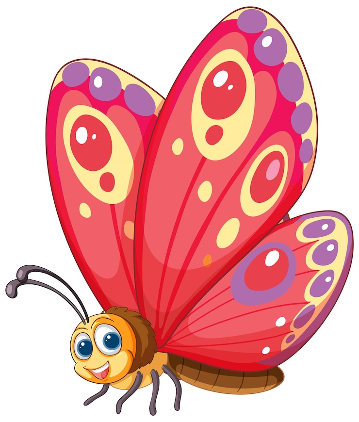 Free Vector colorful butterfly cartoon illustration