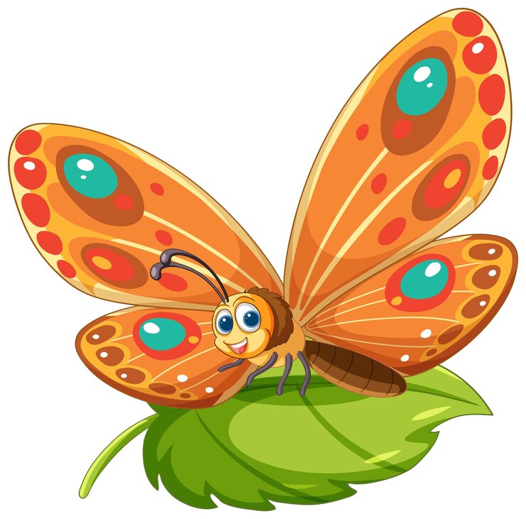 मुफ़्त वेक्टर colorful butterfly on green leaf