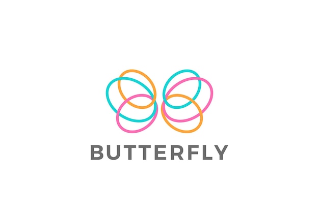 Free vector colorful butterfly logo. linear style.