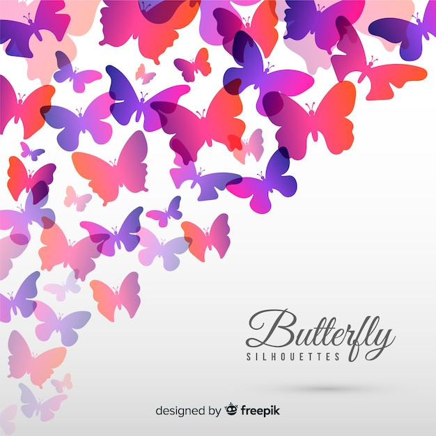 Colorful butterfly silhouettes background