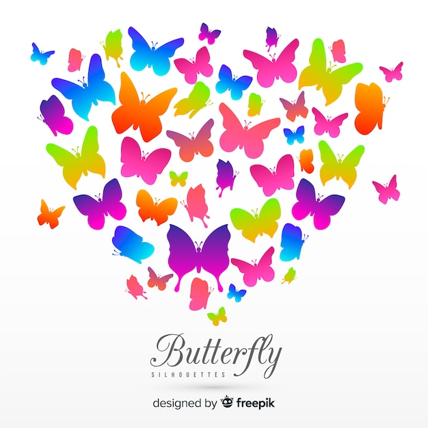 Colorful butterfly silhouettes background