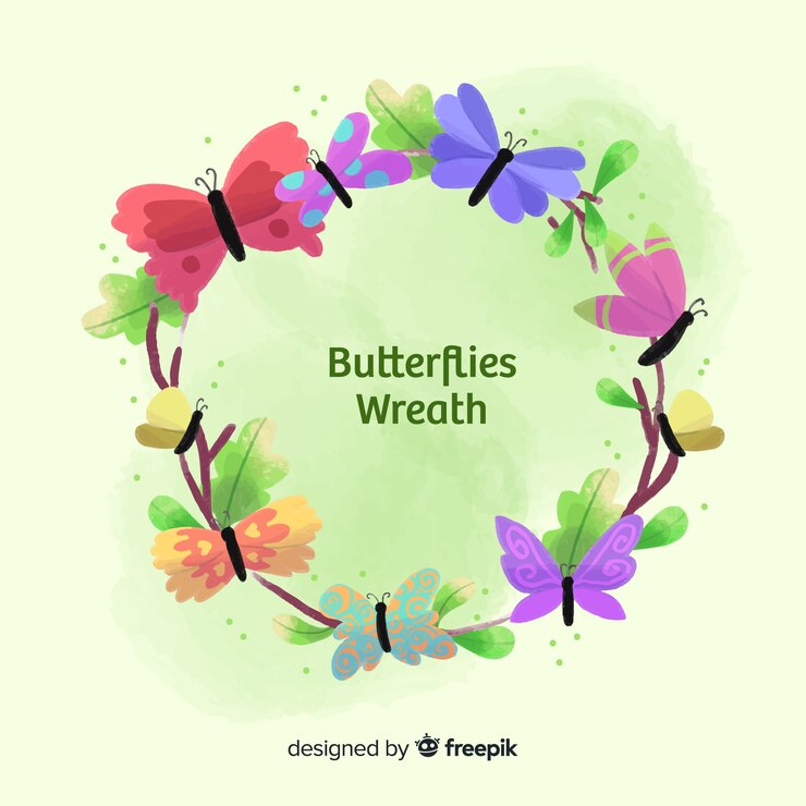 मुफ़्त वेक्टर colorful butterfly wreath