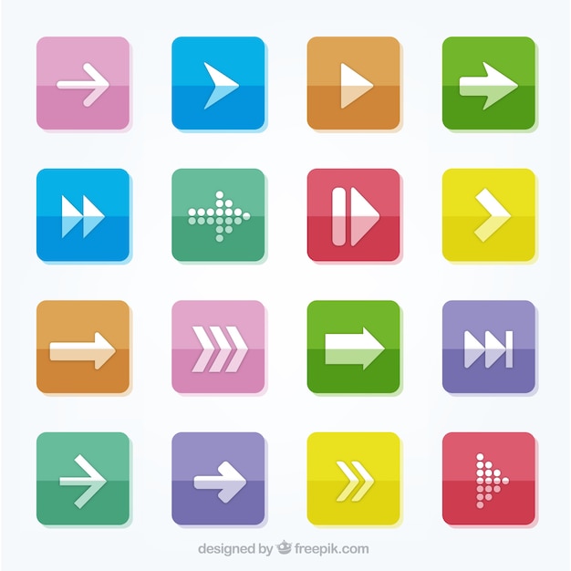 Colorful buttons with arrow icons Free Vector