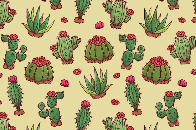 Free vector colorful cactus pattern