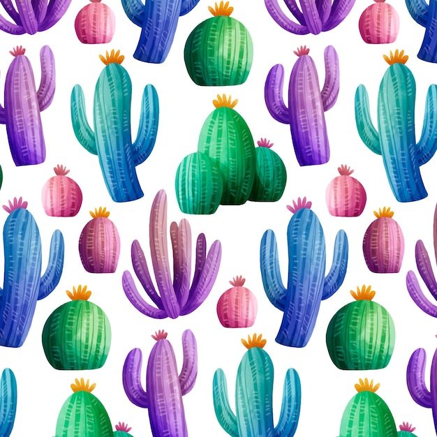 Free vector colorful cactus pattern