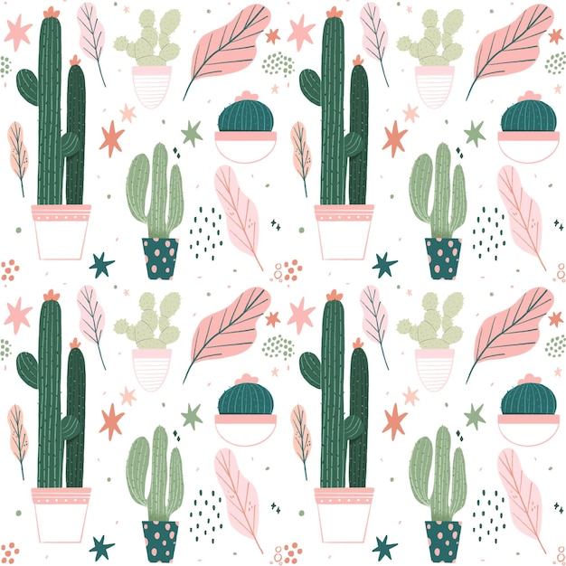 Colorful cactus pattern