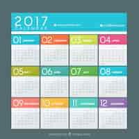 Vettore gratuito colorato calendario del 2017