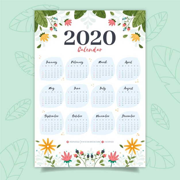 Colorful calendar 2020