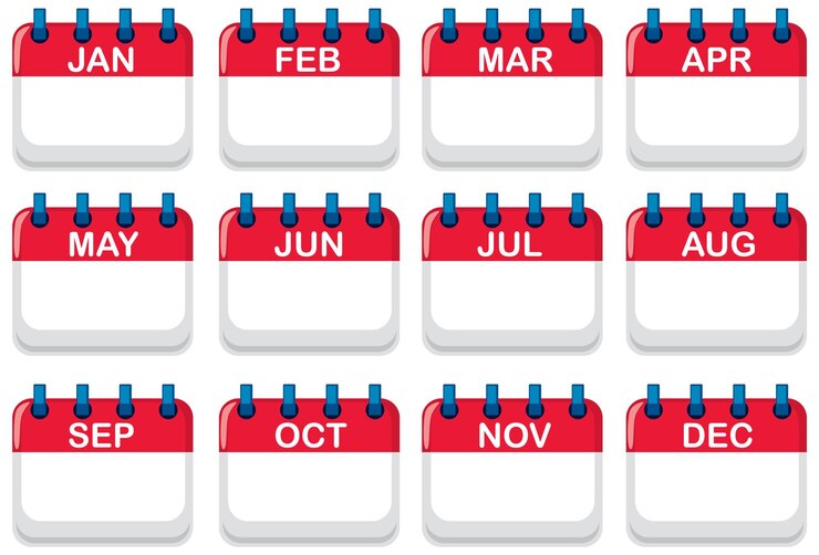Free Vector colorful calendar months illustration
