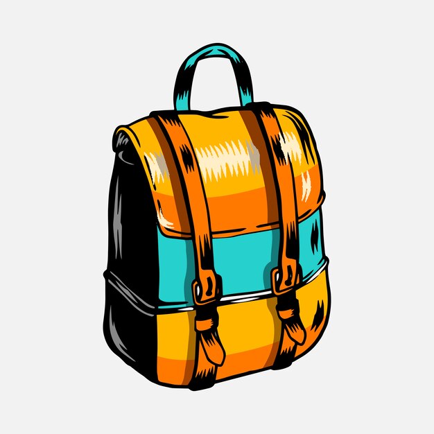 Colorful camping trip rucksack vector