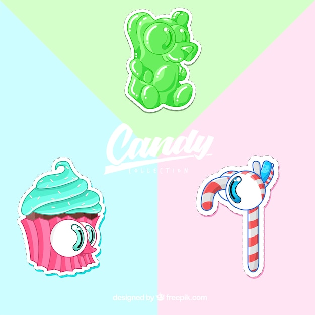 Free vector colorful candies collection in hand drawn style