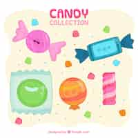 Free vector colorful candies collection in hand drawn style