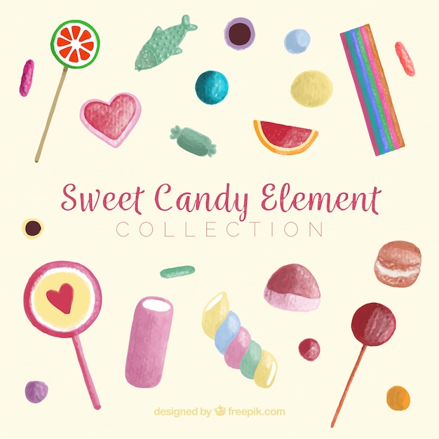 Colorful candies collection in hand drawn style