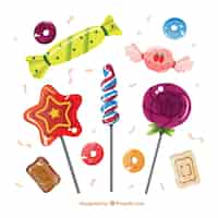 Free vector colorful candies collection in hand drawn style