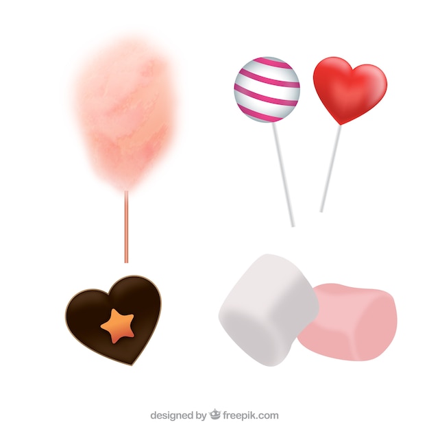 Бесплатное векторное изображение Красочная коллекция конфет в реалистичном стиле
