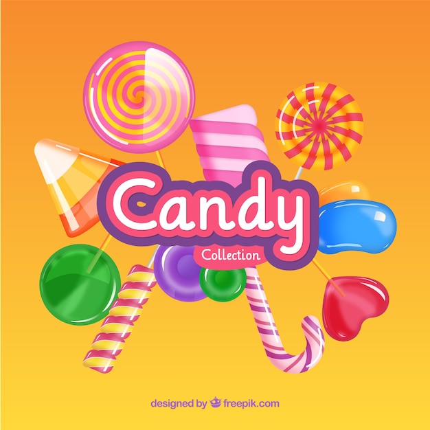 Colorful candies collection in realistic style