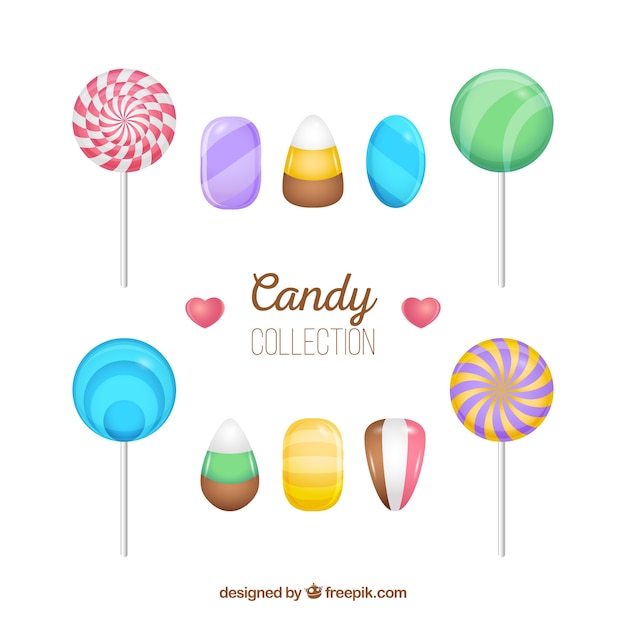 Colorful candies collection in realistic style