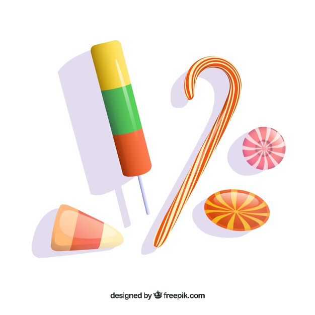 Colorful candies collection in realistic style