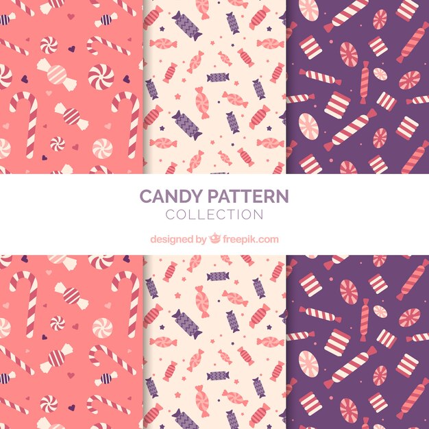 Colorful candies patterns collection in flat style