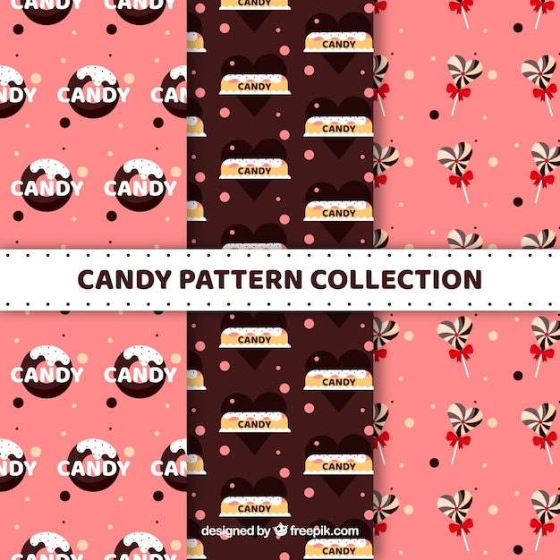 Colorful candies patterns collection in flat style