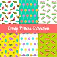 Free vector colorful candies patterns collection in flat style