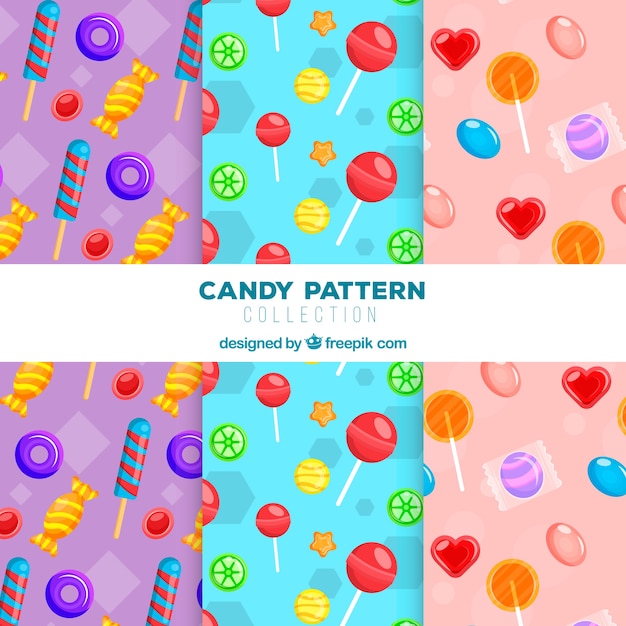Коллекция красочных конфет в плоском стиле