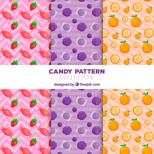 Colorful candies patterns collection in flat style