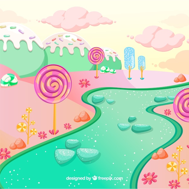 Free vector colorful candy land background