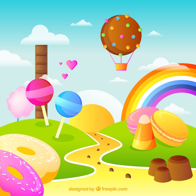 Colorful candy land background 