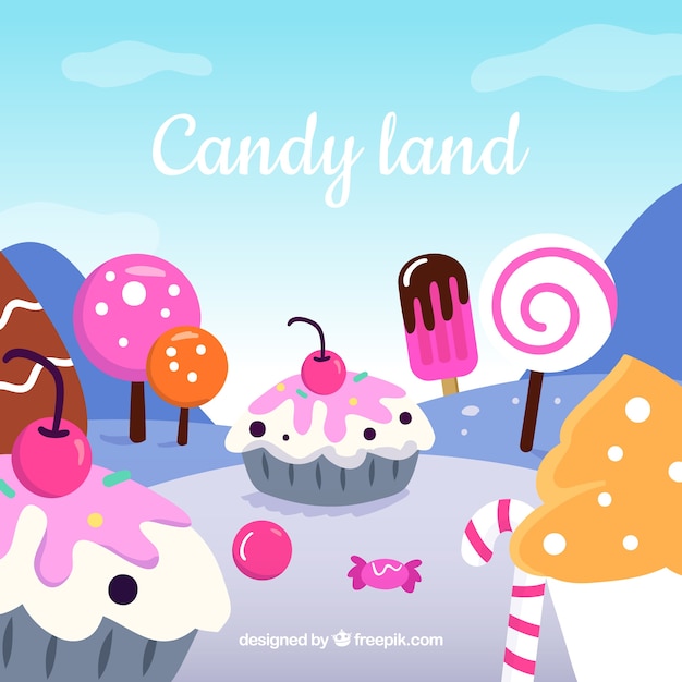 Free vector colorful candy land background