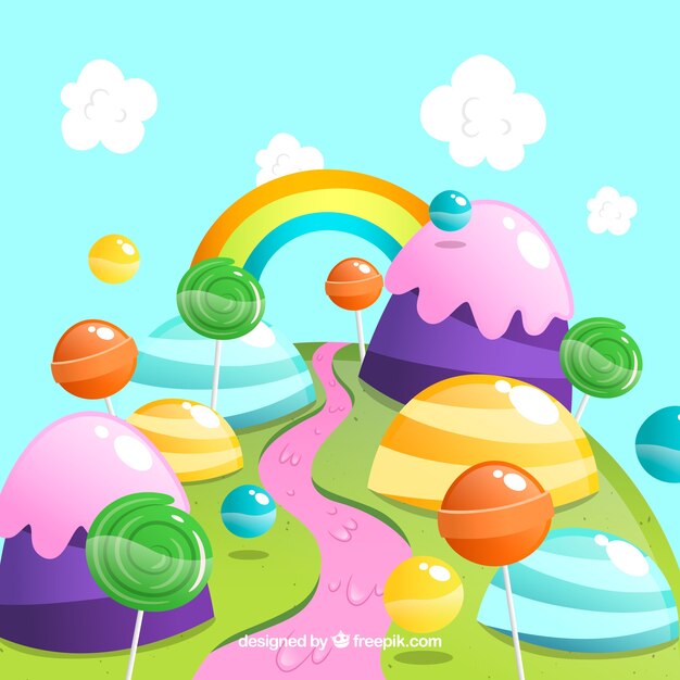 Colorful candy land background 