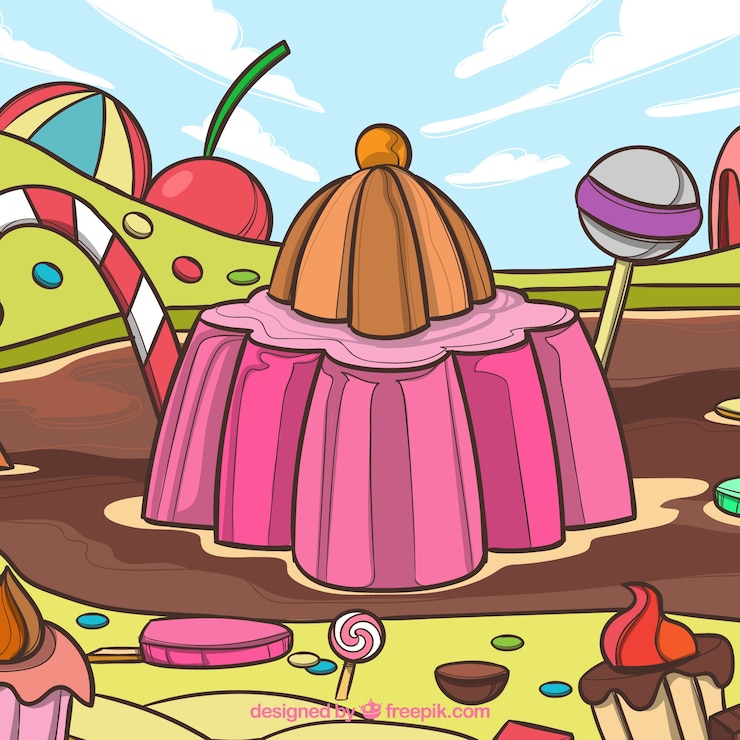 Free Vector colorful candy land background 