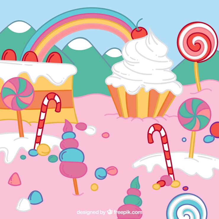 Free Vector colorful candy land background