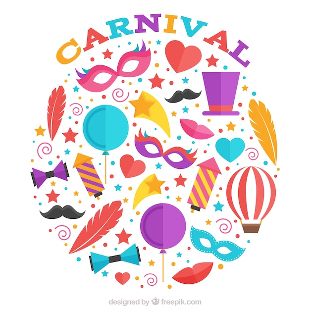 Free vector colorful carnival elements collection