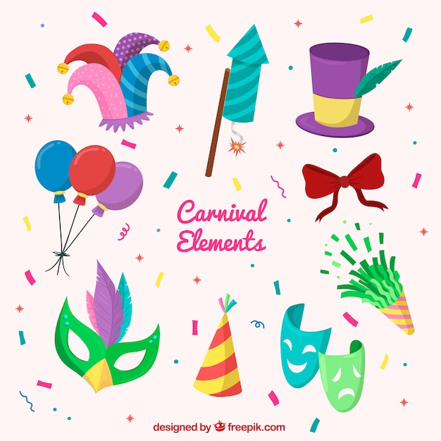 Colorful carnival elements