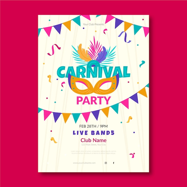 Free vector colorful carnival flyer template