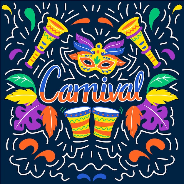 Colorful carnival hand drawn