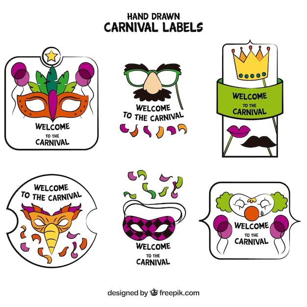 Коллекция красочных карнавальных этикеток