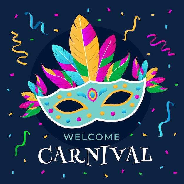Carnevale colorato con maschera e piume
