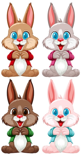 Colorful cartoon bunny characters