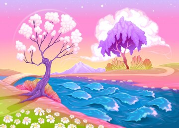 Free Vector | Colorful cartoon landscape