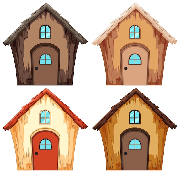 무료 벡터 다채로운 만화 스타일 의 집 들