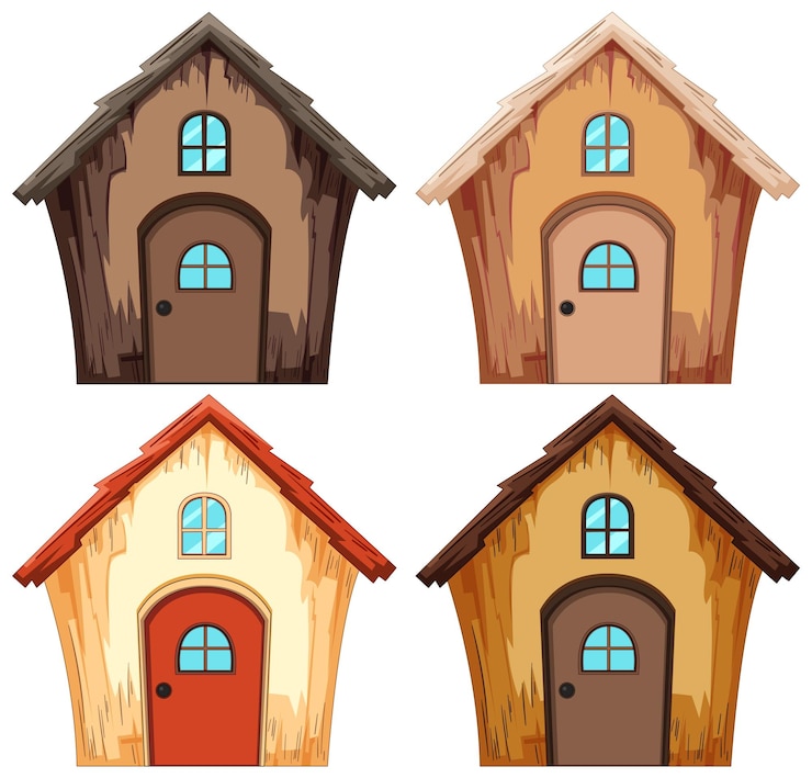 Free Vector colorful cartoon style houses