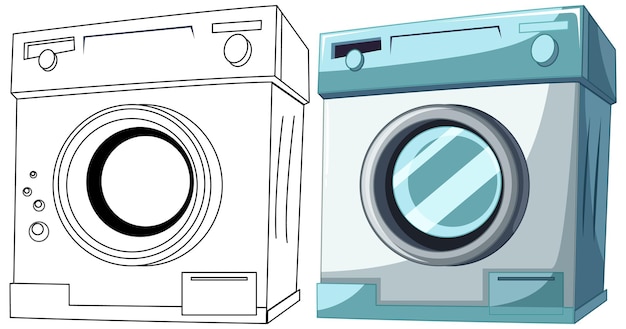 Colorful cartoon washing machines