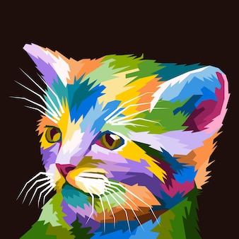 カラフルな猫のポップアートの肖像画孤立した装飾