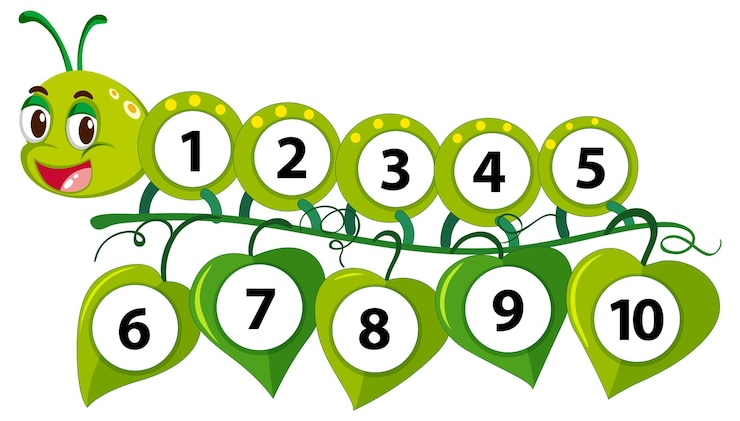Free Vector colorful caterpillar counting illustration