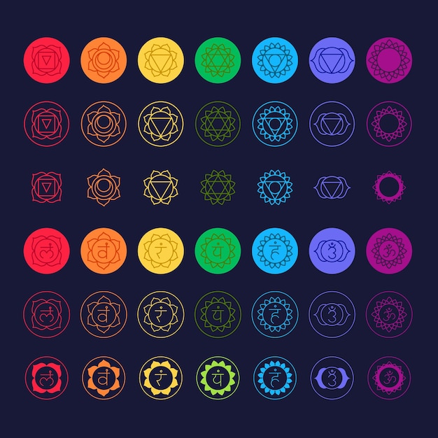 Free vector colorful chakras collection