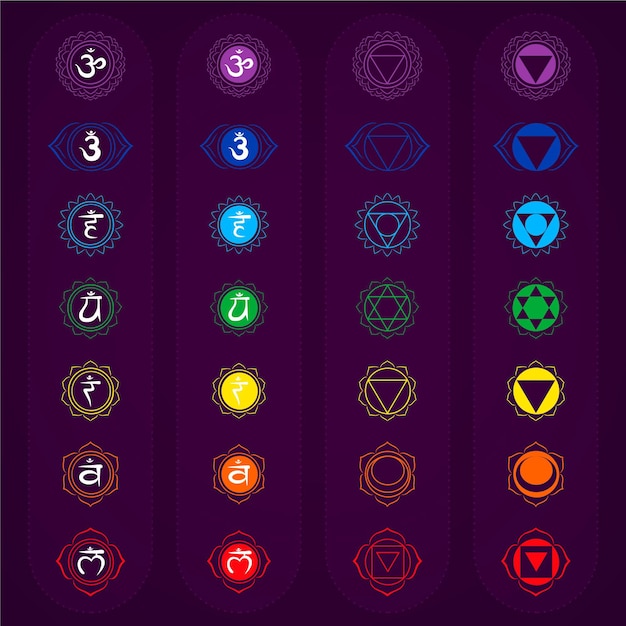 Free vector colorful chakras collection